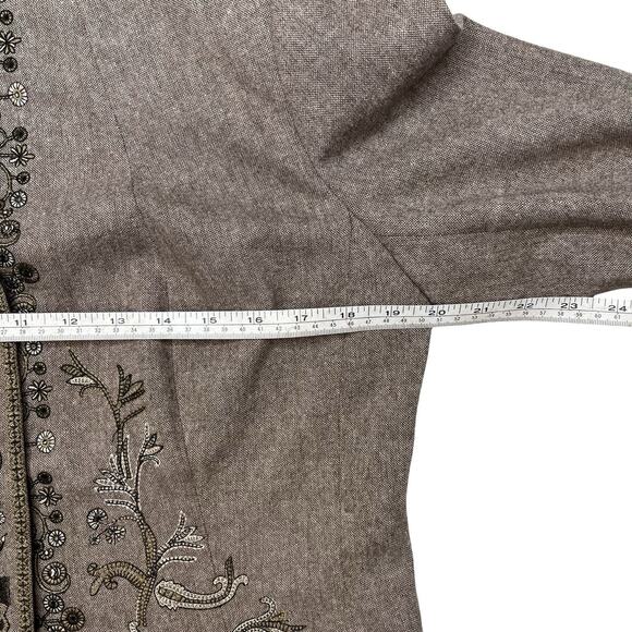 NyGård Petite 10 Embroidered Jacket Wool Blend Beige Cottagecore Academic - Picture 10 of 16
